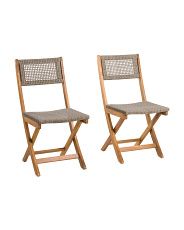 Set Of 2 Outdoor Acacia Wood And Wicker Folding Chairs | Marshalls