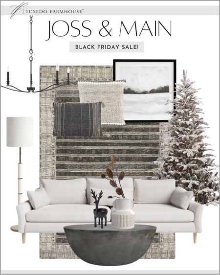 Redecorate your living room with the Joss and Main Black Friday Sale! Sofas, Christmas trees, neutral area rugs, chandeliers, floor lamps, neutral throw pillows, neutral art prints, vases, coffee tables, holiday decor, Christmas decor, home decor, living room furniture, living room decor. 

#LTKhome #LTKHoliday #LTKstyletip