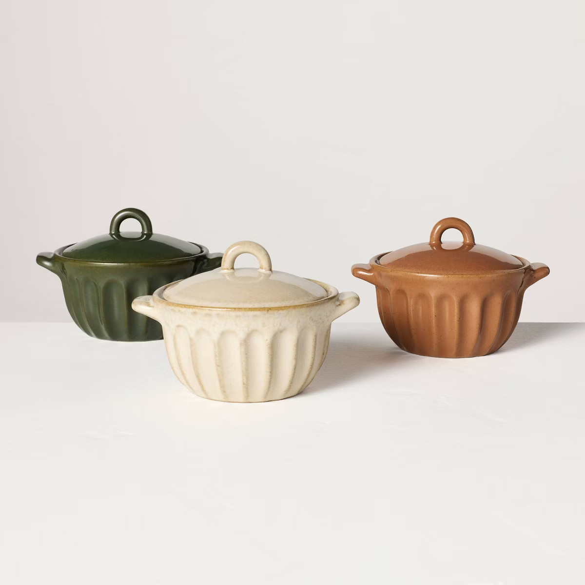 Fluted Stoneware Ramekins with Lids (Set of 3) - Hearth & Hand™ with Magnolia | Target