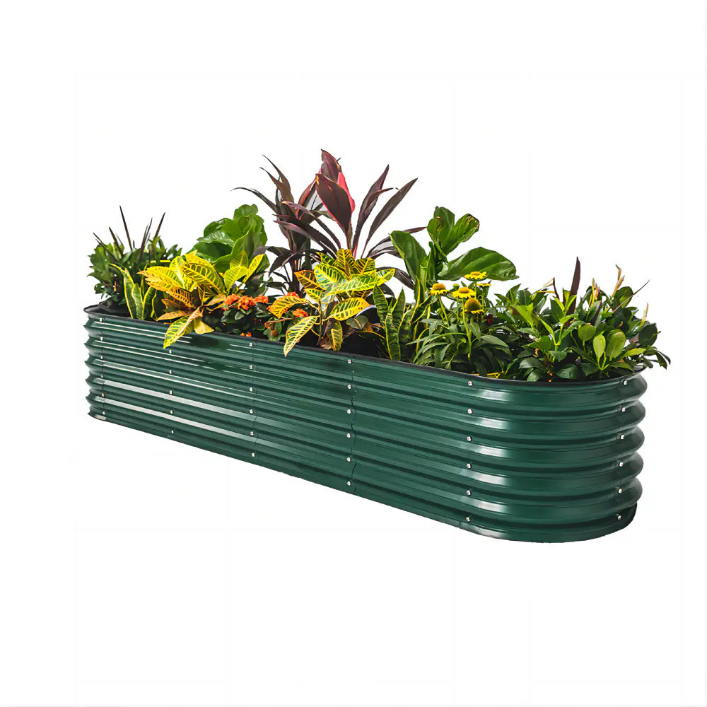 Vego Garden 42-in W x 78-in L x 17-in H British Green Metal Raised Garden Bed Rubber | VB9N117BG | Lowe's