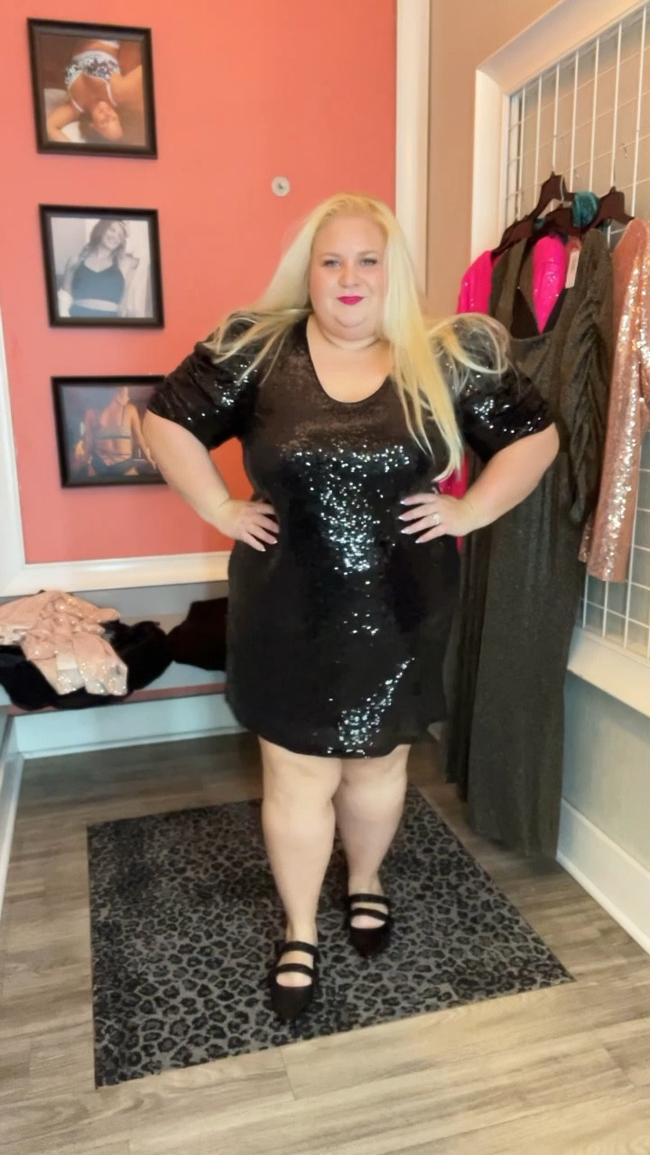 Plus size NYE sparkle dress 

Black sequin plus size curvy dress
Ruched sleeves 
Puff sleeve
Glam outfit

#LTKHoliday #LTKsalealert #LTKcurves