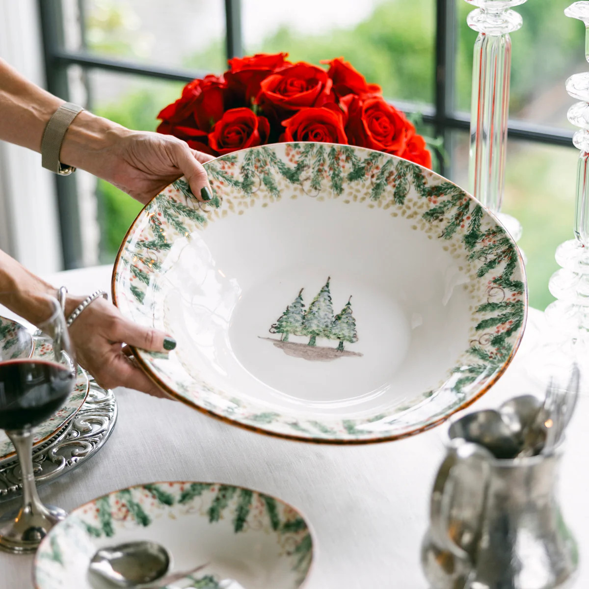 Natale Pasta Serving Bowl | Arte Italica & Crown Linen Designs