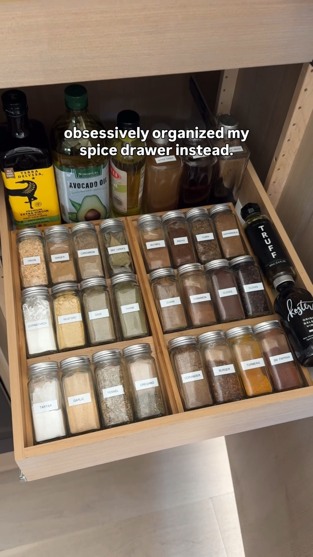 Spice drawer organization is one of the most satisfying tasks! I even put my spices in ombré order. 🤣 I love these bamboo drawer organizers because they’re smaller than most—so you can use just one or layer a couple. The clear glass spice jars are perfect for decanting! So easy to grab what you need because you see everything right in front of you! #kitchenorganization #homehacks #organizing

#LTKFallSale #LTKFindsUnder50 #LTKHome