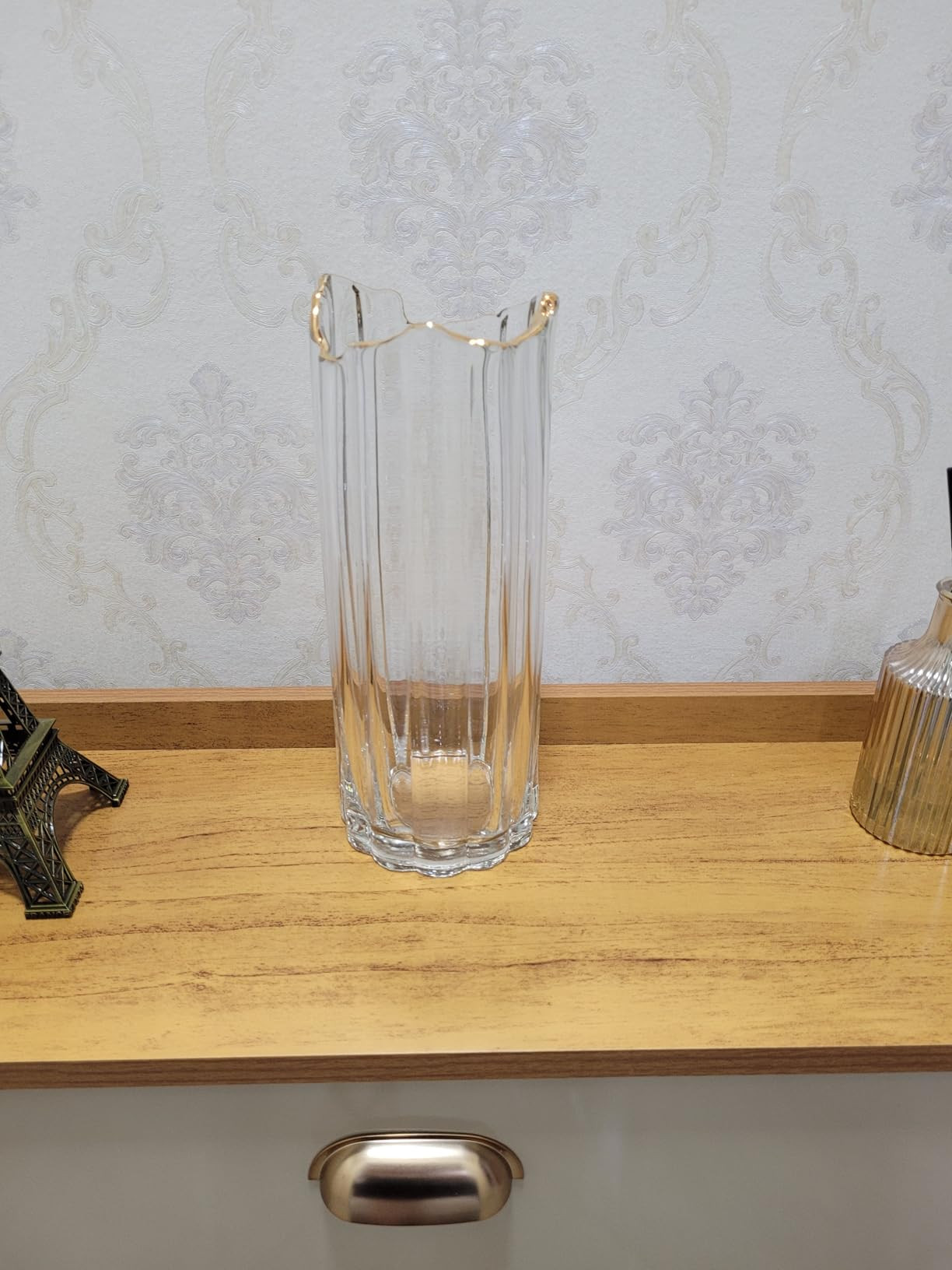 WOLFF - Vaso de Vidro Com Borda Dourada - 10cm x 30cm - Transparente - Decoração - Mesa Posta -... | Amazon (BR)
