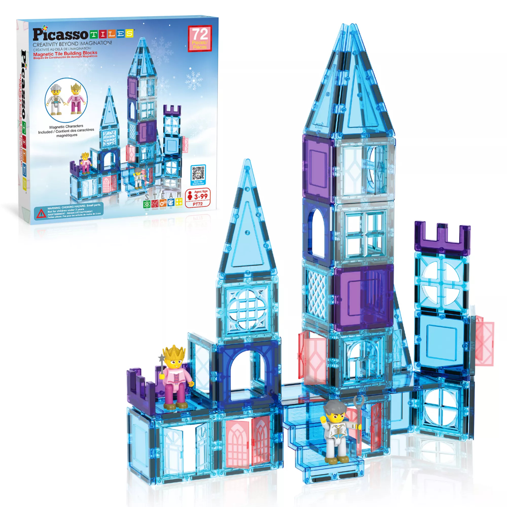 PicassoTiles 72 PC Ice Castle Themed, Magnetic Tiles Building Blocks for Kids, Magnet for Kids 3+ | Kohl's