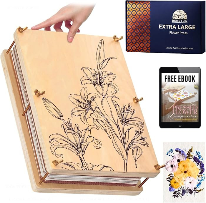 Extra Large Flower Press Kit for Adults - 15" x 11.4" Wooden Flower Press | Amazon (US)