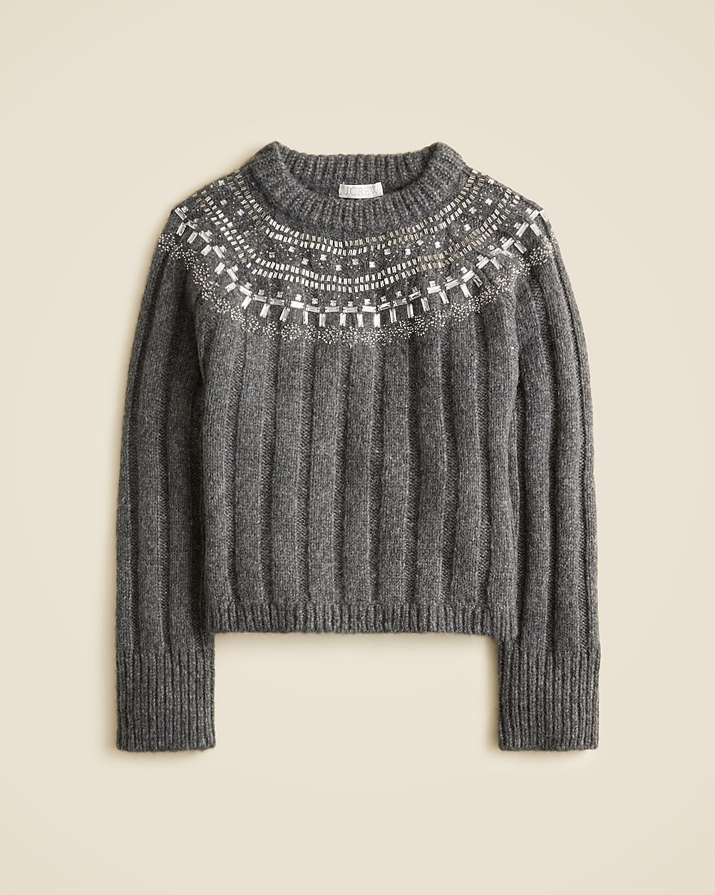 Embellished Fair Isle sweater in wool blend | J. Crew US