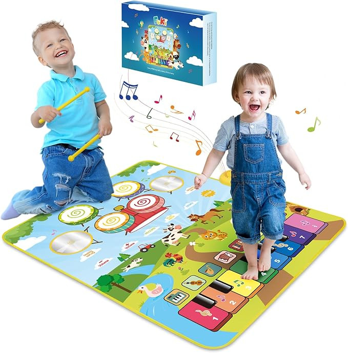 Foki 3-in-1 Musical Mats, Child Floor Piano Drum Animal Music Play Mat Montessori Sensory Early E... | Amazon (US)