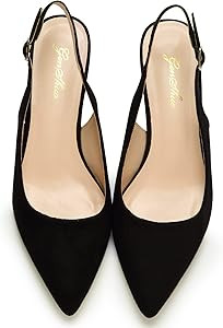 GENSHUO Low Kitten Heels Women's Slingback Dressy Pumps Pointed Closed Toe Ankle Strap Elegant We... | Amazon (US)