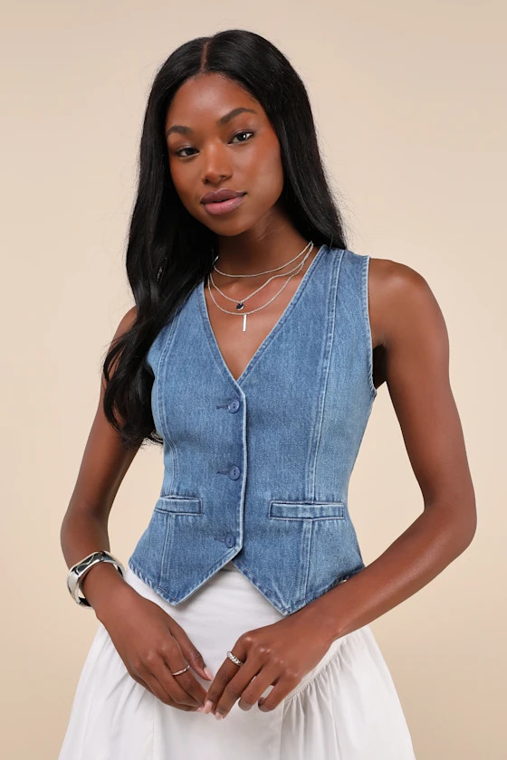 Coveted Appeal Medium Wash Denim Vest | Lulus