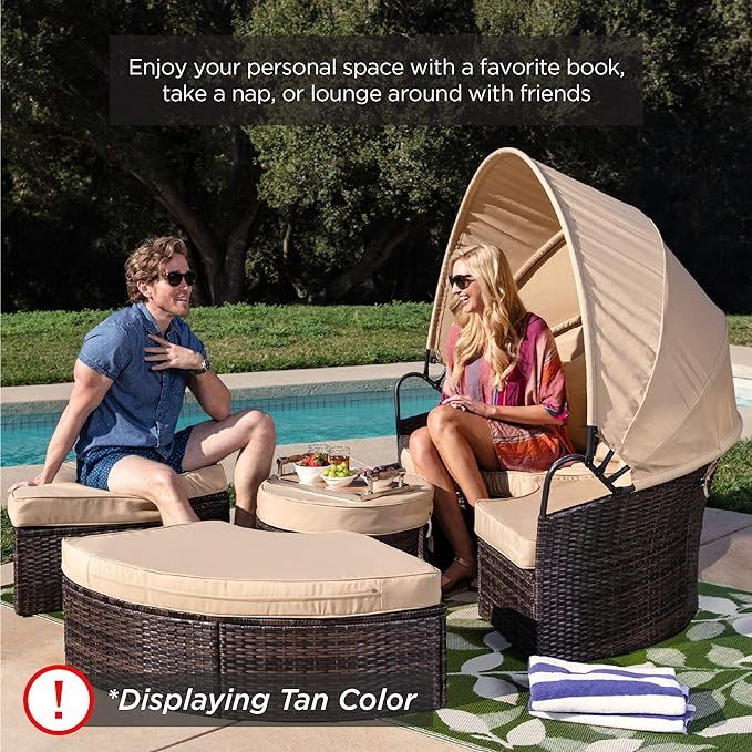 Best Choice Products 5-Piece Modular Patio Wicker Daybed Sectional Conversation Lounger Set w/ 2-... | Amazon (US)
