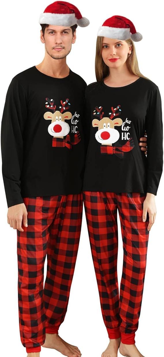 MAVIS LAVEN Christmas Matching Pajamas for Couples Xmas Pjs Sets Lounge Sleepwear for Women Men | Amazon (US)