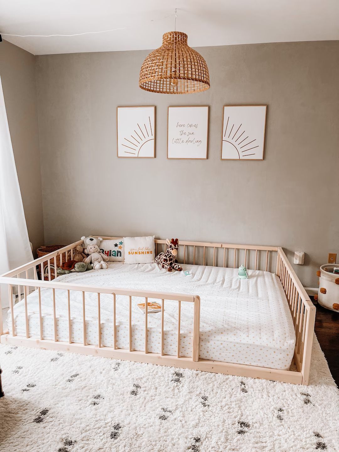 Montessori Floor Bed With Rails Toddler Floor Bed Frame Kids Bed Kids Floor Bed Montessori Kids F... | Etsy (US)