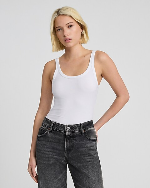 Fitted Ribbed Scoop Neck Tank | Express