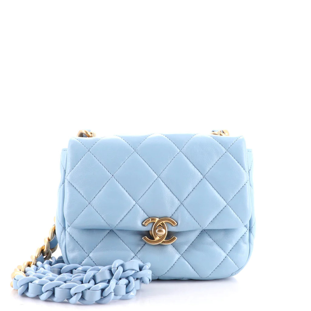 Lacquered Metal CC Flap Bag Quilted Lambskin Mini | Rebag