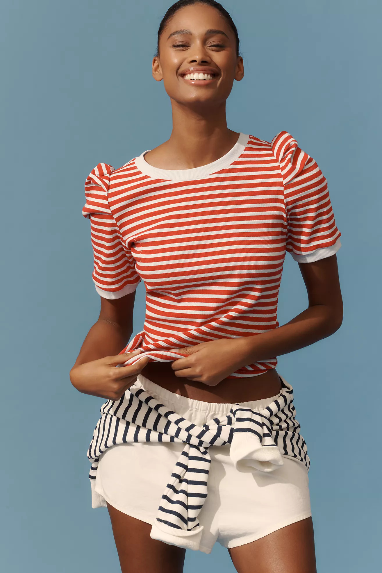 Maeve Puff-Sleeve Striped Top | Anthropologie (US)