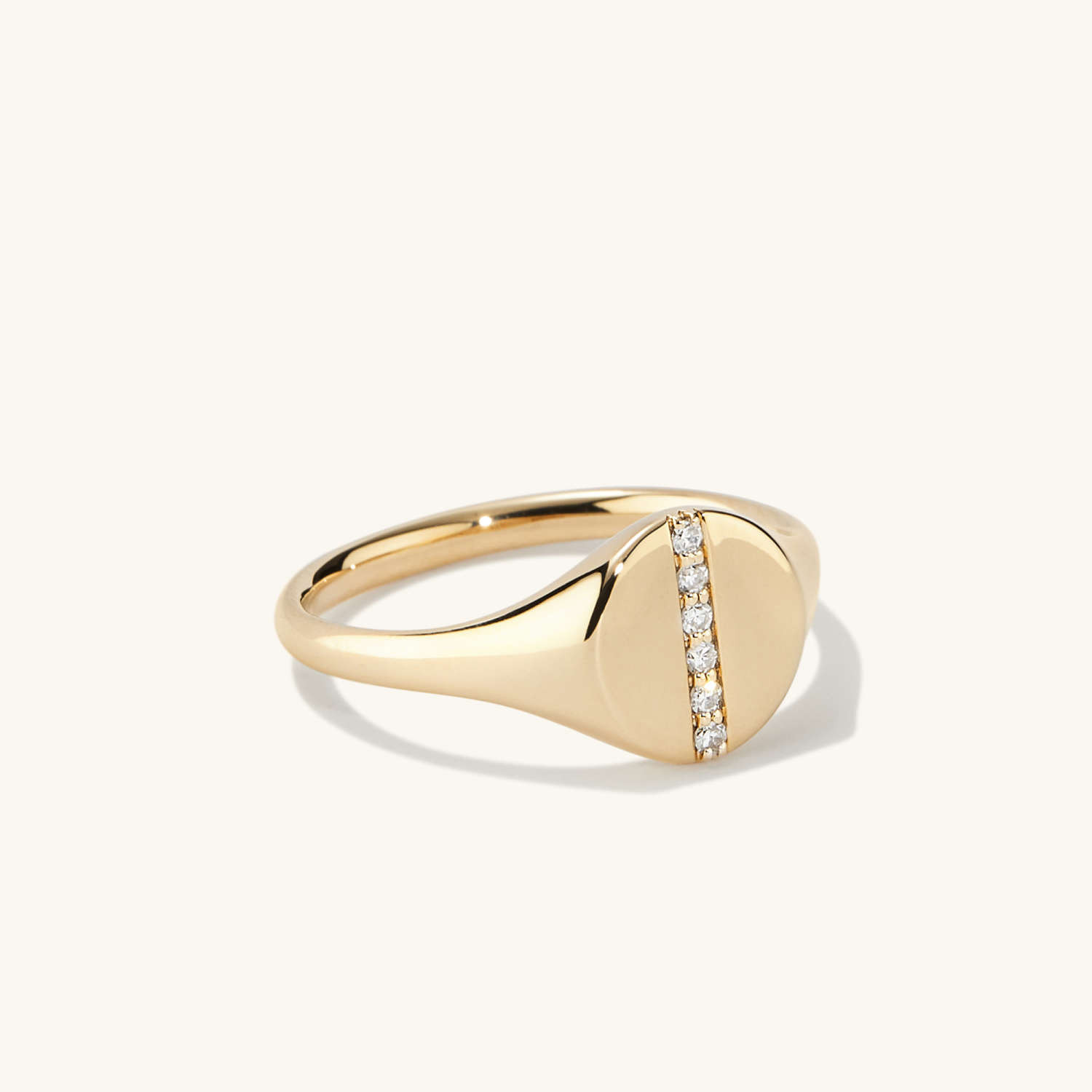 Pavé Diamond Line Signet Pinky Ring | Mejuri (Global)