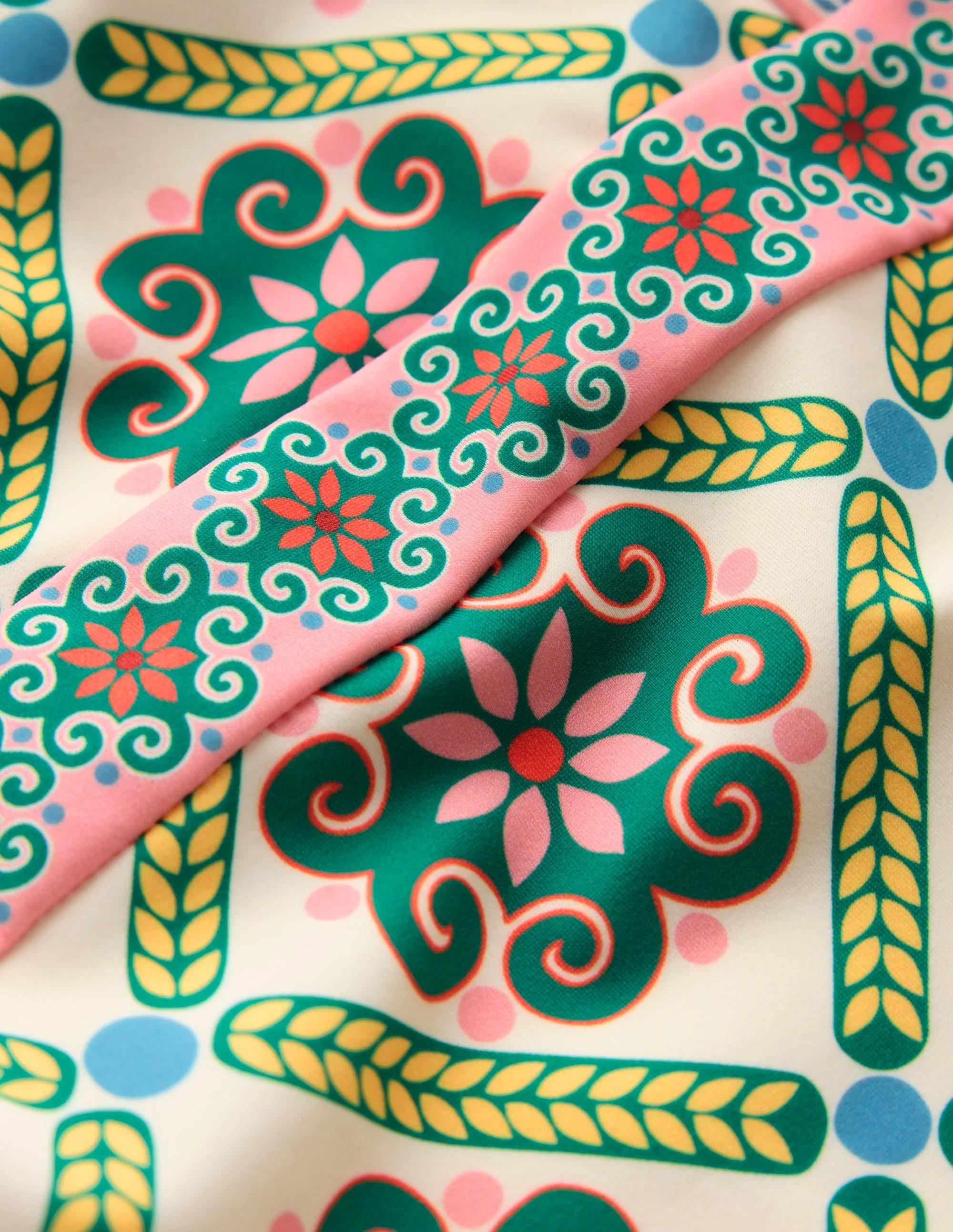 Lefkada Square Neck Swimsuit-Rich Emerald, Baroque Tile | Boden (US)