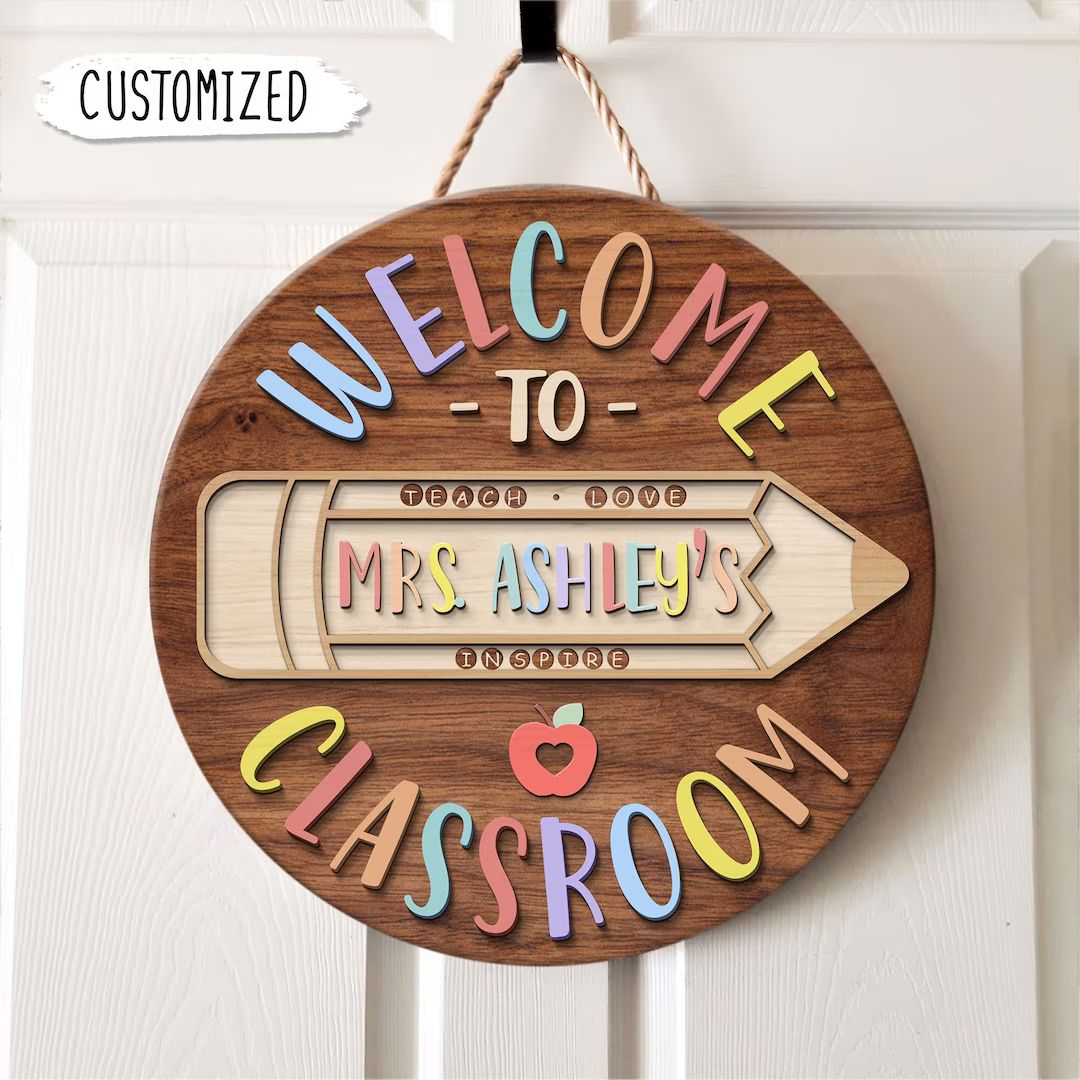 Personalized 3D Teacher Door Sign, Custom Teacher Gifts, Teachers Appreciation Gift, Classroom Do... | Etsy (US)