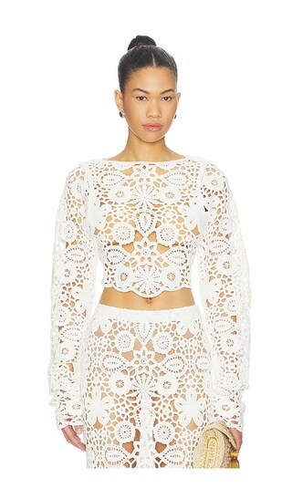 SNDYS Tala Crochet Top in White. - size XS | Revolve Clothing (Global)