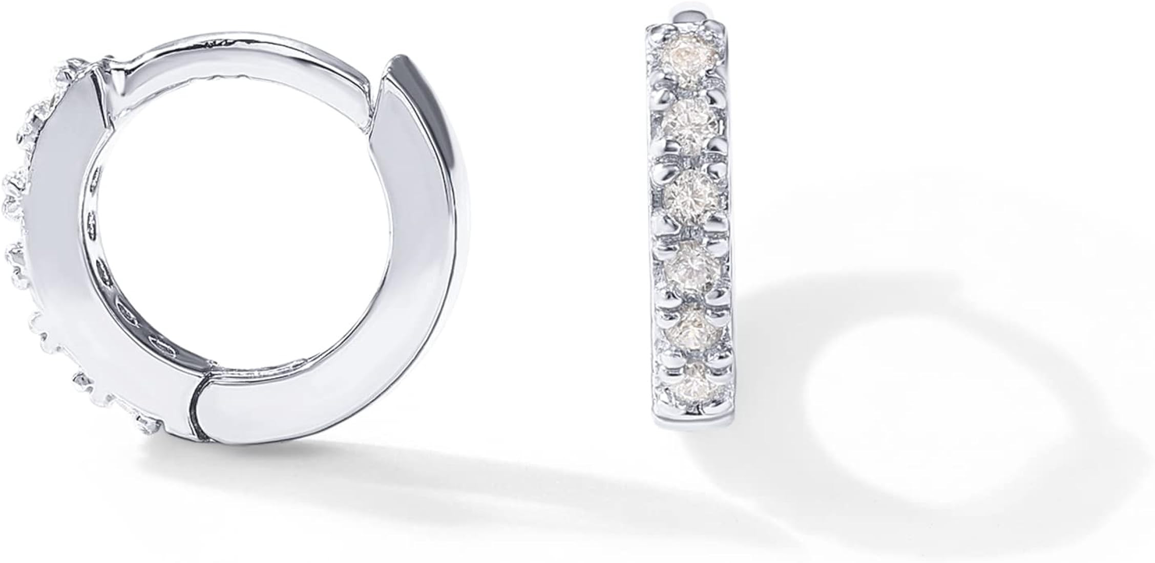 14K Gold Plated Sterling Silver Post Cubic Zirconia Mini Huggie Earrings for Women | Tiny Cartila... | Amazon (US)