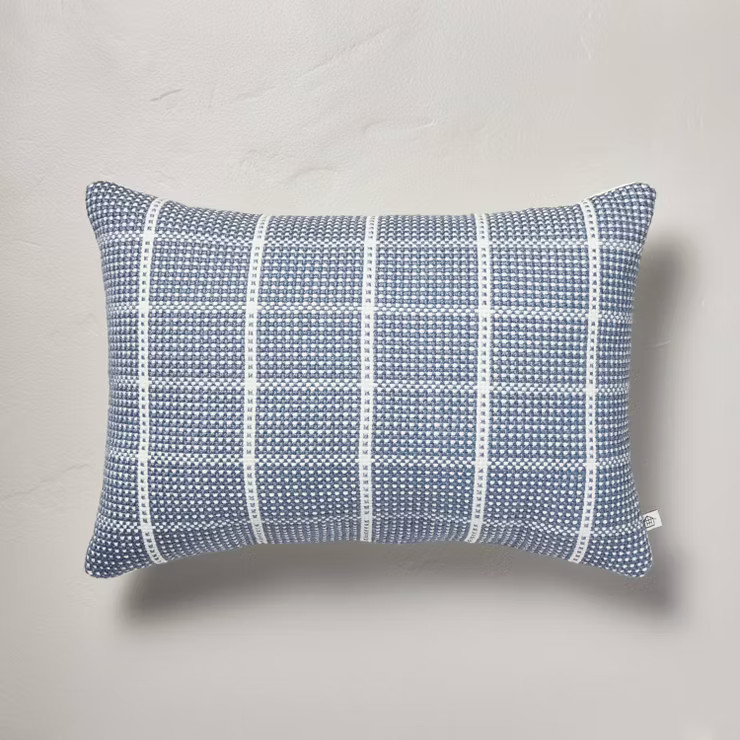 Textured Grid Lines Indoor/Outdoor Throw Pillow - Hearth & Hand™ with Magnolia | Target
