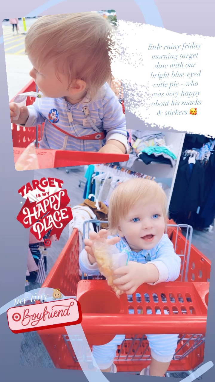 little rainy friday morning target date with our bright blue-eyed cutie pie - who was very happy about his snacks & stickers 🥰 linked some cute mommy & baby clothes finds on my @shop.ltk app !!! 🛒 

#LTKbaby #LTKfamily #LTKSeasonal