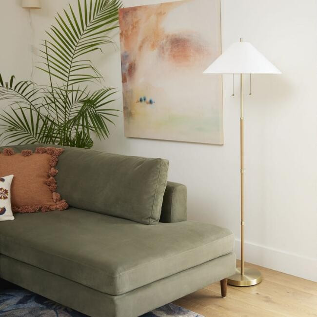 Brass and Faux Rattan Empire 2 Light Floor Lamp | World Market