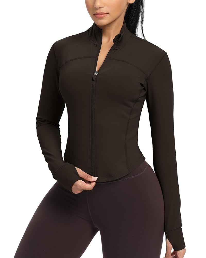 GYM RAINBOW Womens Zip Up Workout Jakcets Lightweight Slim Fit Running Athletic Jackets with Thum... | Amazon (US)