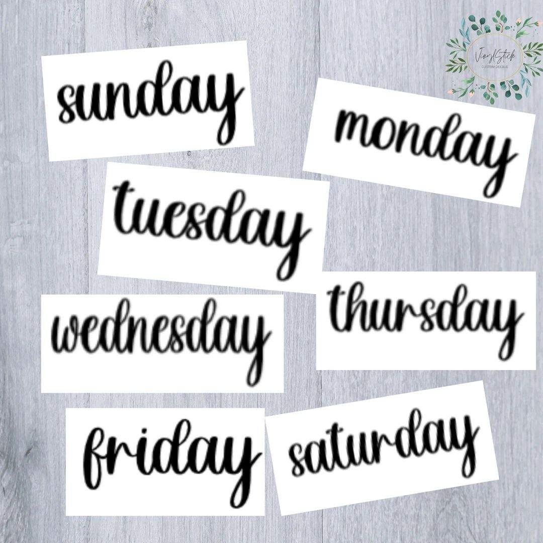 Days Of The Week Vinyl Decals, Meal Planning Stickers, Teacher Labels, Calendar Week Set | Etsy (US)