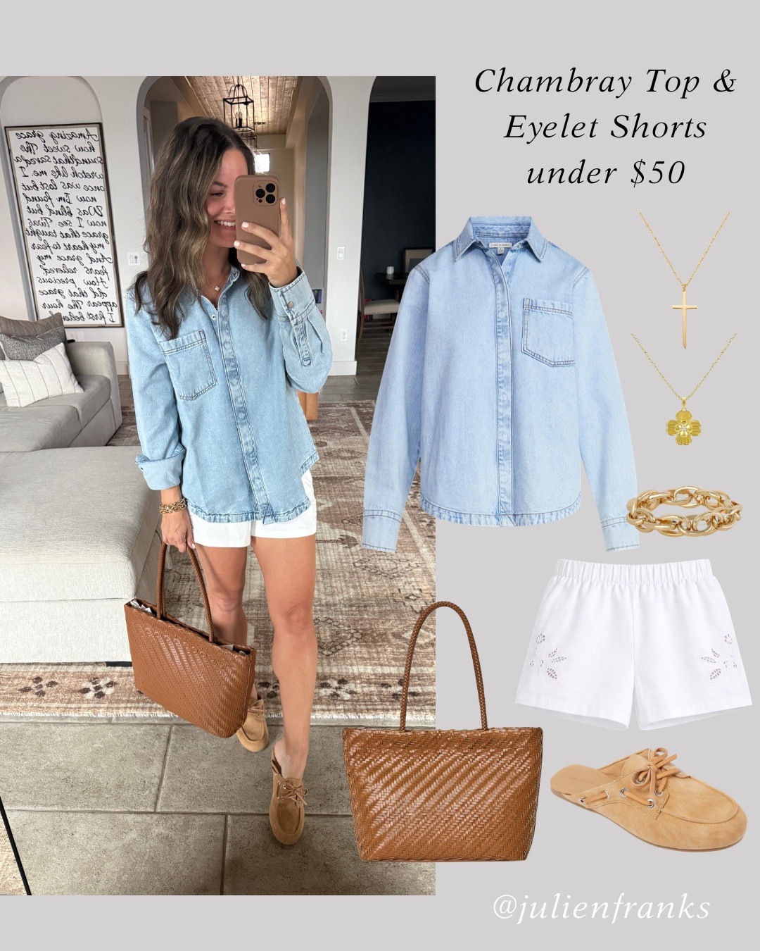 A perfect chambray top closet staple and love it paired with these cute target shorts true sizing in all #springfashion #walmartfashion #targetfashion 

#LTKootd #LTKgrwm #LTKdayinmylife
