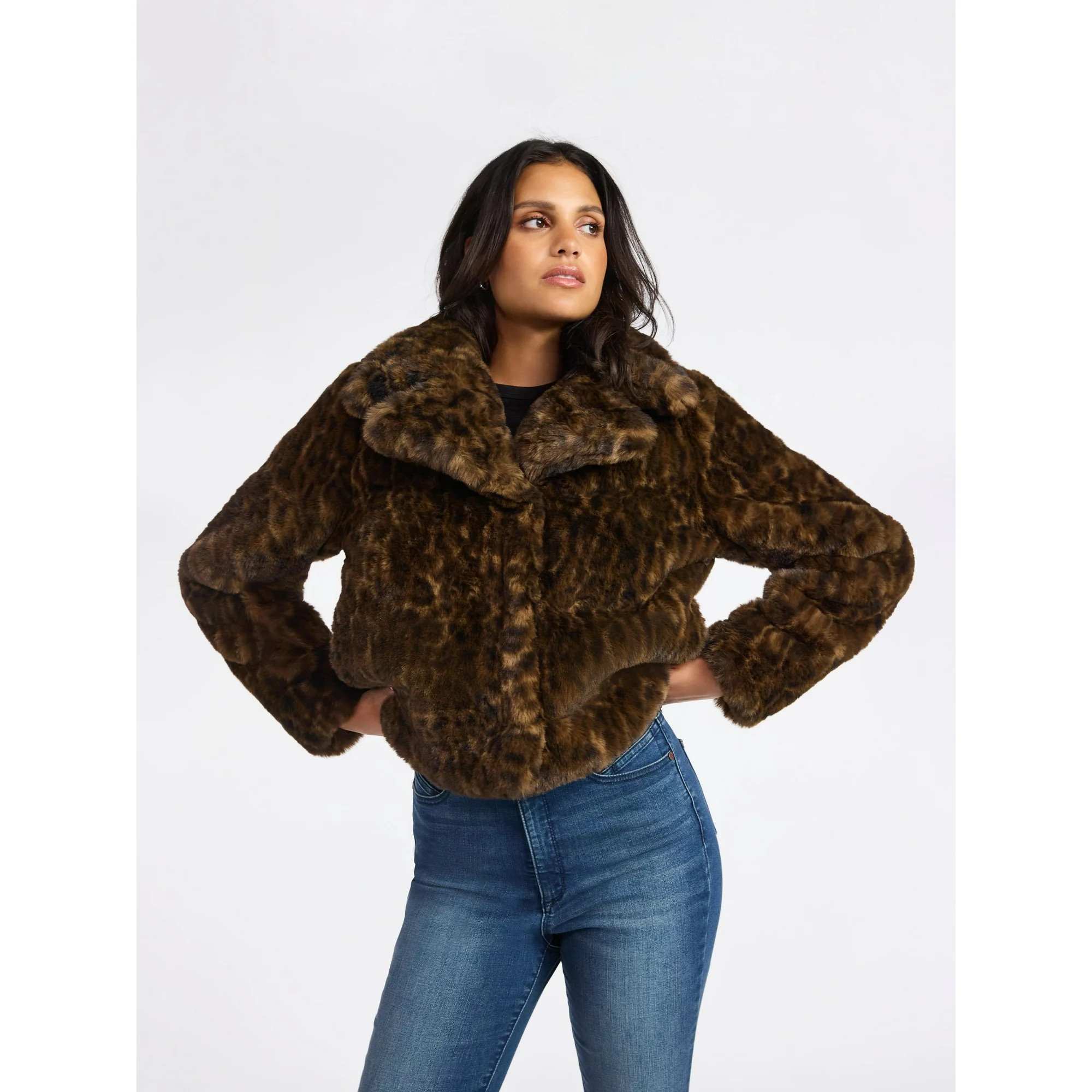 Sofia by Sofia Vergara Women's and Women's Plus Size Faux Fur Chubby Jacket, Sizes XS-4X | Walmart (US)