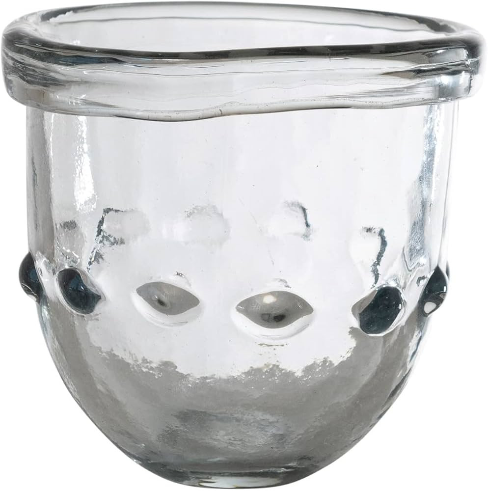 Creative Co-Op Organically Shaped Embossed Glass, Clear Votive Holder | Amazon (US)