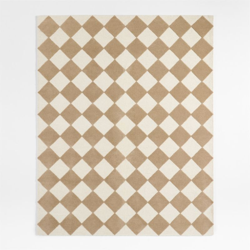 Checkerboard Tan Wool Kids Area Rug 8'x10' | Crate & Kids | Crate & Barrel