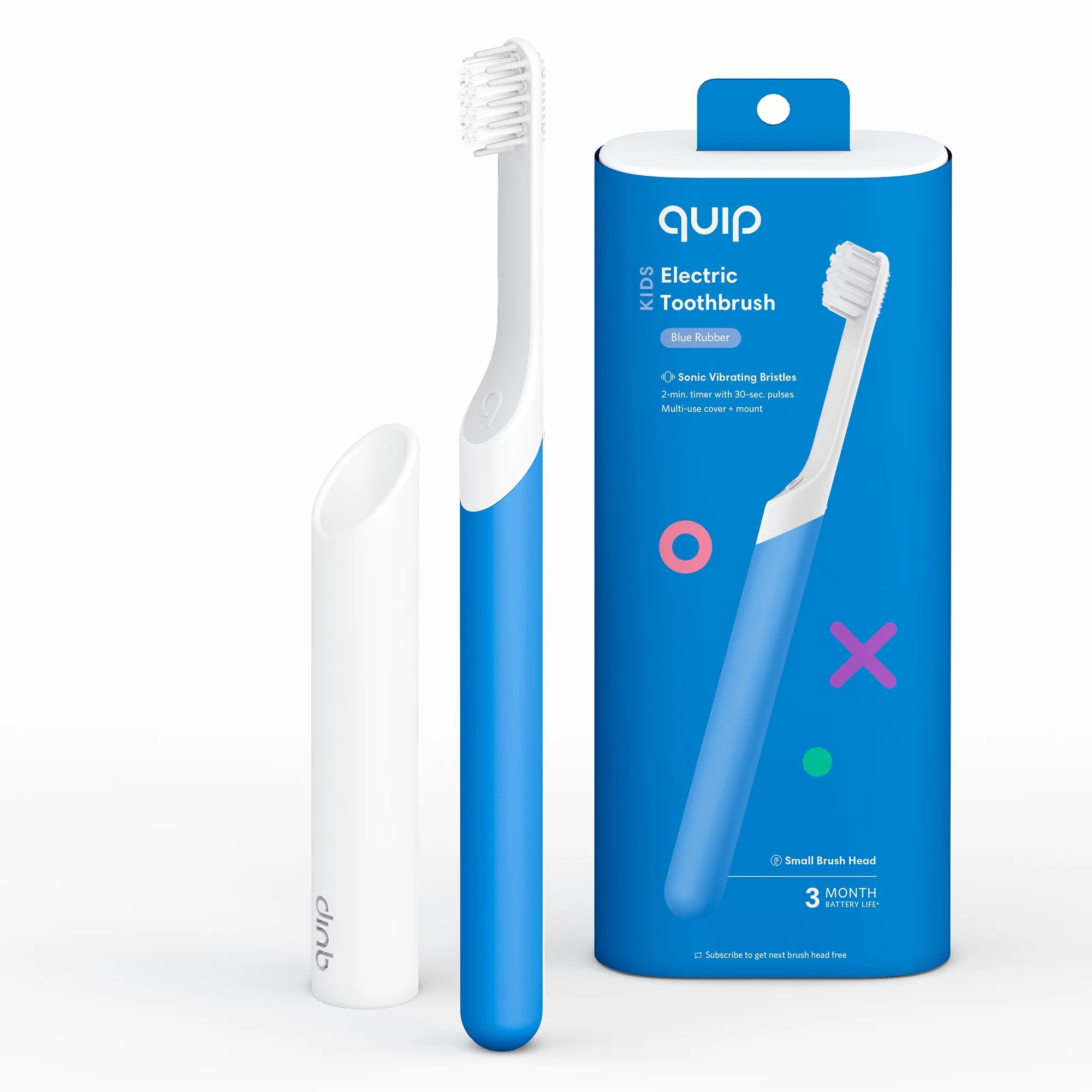 quip Kids Electric Toothbrush, Built-In Timer + Travel Case, Blue Rubber - Walmart.com | Walmart (US)