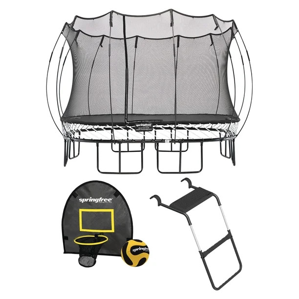Springfree Outdoor Square 13 Foot Trampoline, Enclosure, Hoop Game, and Ladder | Walmart (US)