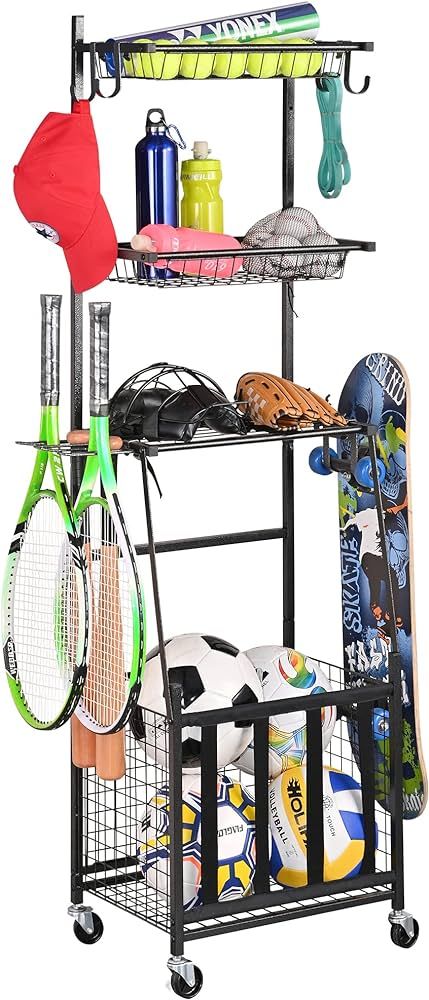 PLKOW Sports Equipment Storage for Garage, Indoor/Outdoor Sports Rack for Garage, Ball Storage Ga... | Amazon (US)