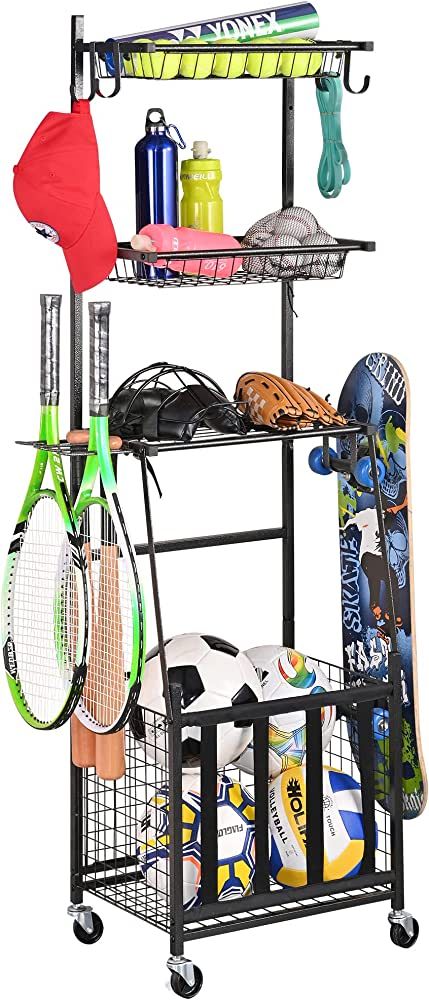 PLKOW Sports Equipment Storage for Garage, Indoor/Outdoor Sports Rack for Garage, Ball Storage Ga... | Amazon (US)