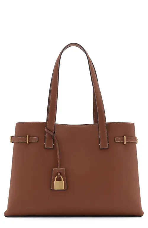 MANGO Padlock Detail Faux Leather Shopper Bag at Nordstrom | Nordstrom