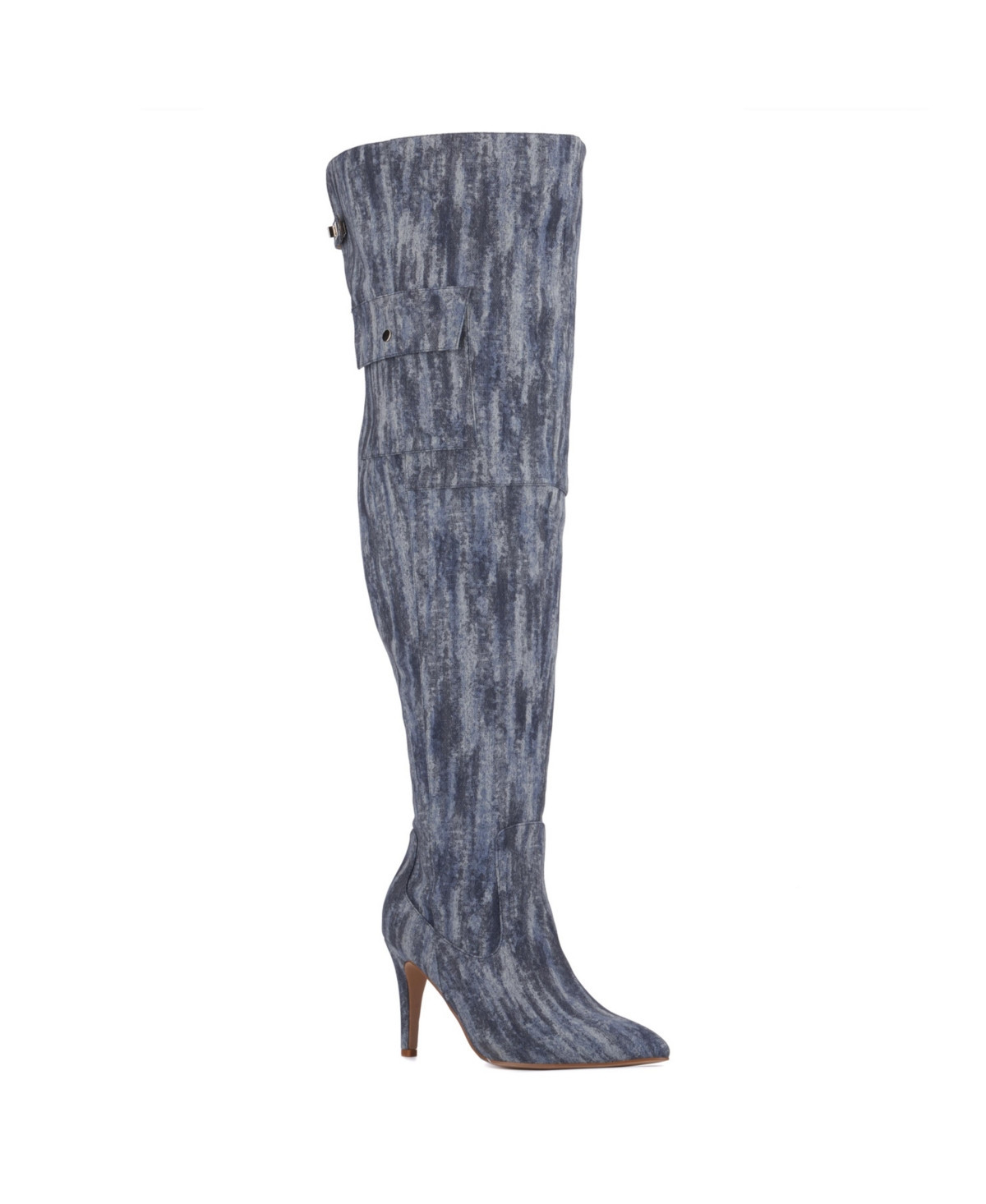 Women's Scarlet Thigh High Boot - Wide Width - Blue denim pu | Macy's