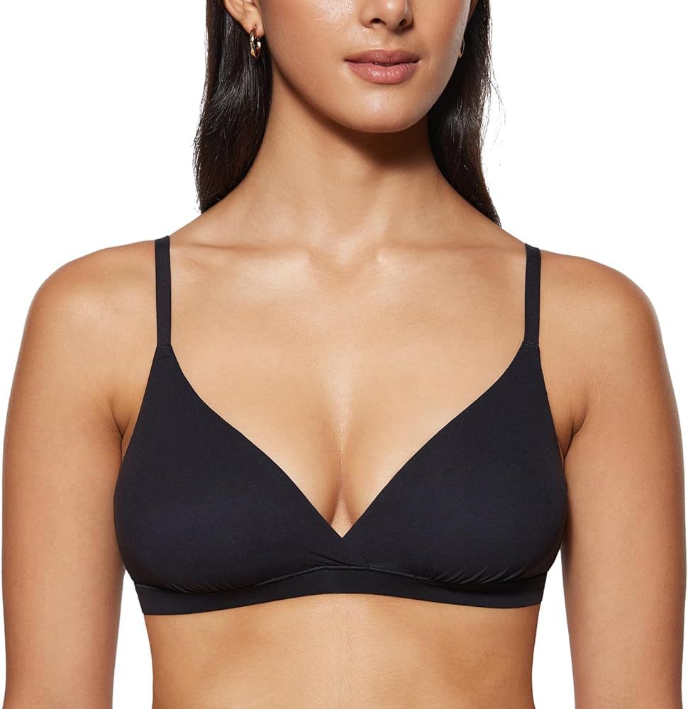 INLYRIC Women's Triangle Bralette Comfortable Unlined V Neck Wireless Smoothing Bra Top Stretch | Amazon (US)