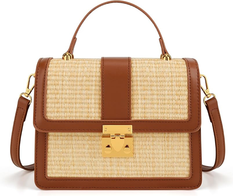 KKXIU Straw Crossbody Bags for Women, Summer Beach Clutch Purses for Women | Woven Leather Handba... | Amazon (US)