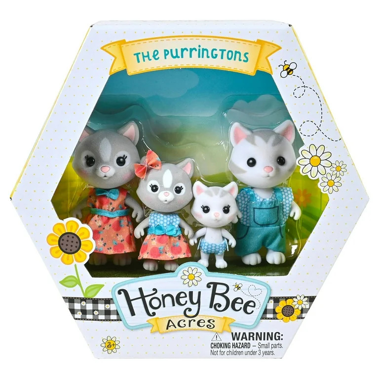 Honey Bee Acres Purringtons Cat Family, 4 Miniature Doll Figures, Children Ages 3+ | Walmart (US)