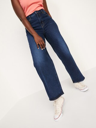 Extra High-Waisted Dark-Wash Wide-Leg Jeans for Women | Old Navy (US)