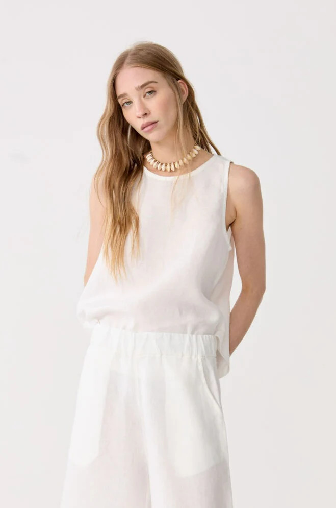 Yves Linen Top - Off-White | Lanhtropy