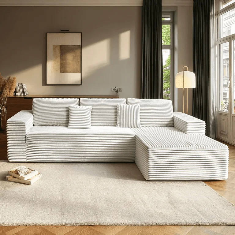 110" Home 3 Seat Sectional Sofa with Lounge, Oversized L-Shape Modular Convertible Sleeper Cloud ... | Walmart (US)