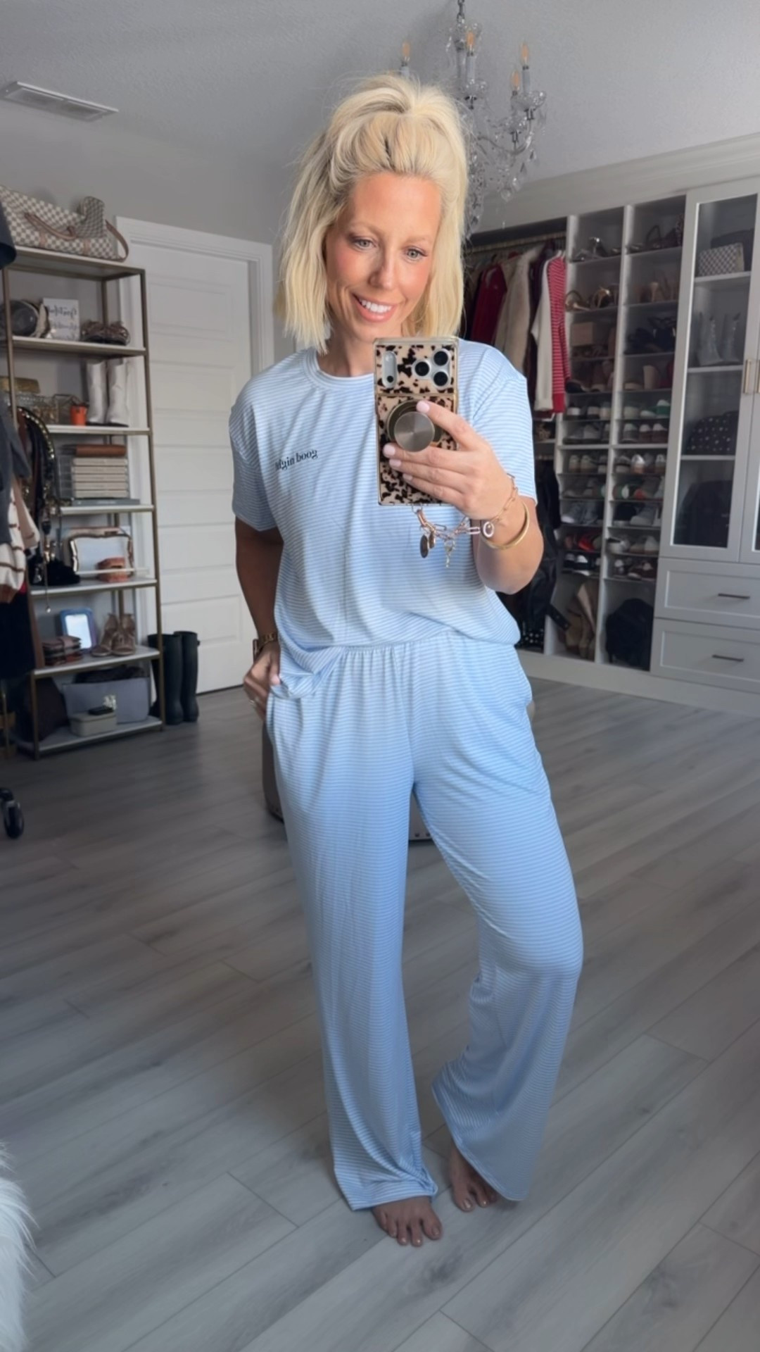 These pjs are soooo comfy and I love the classic stripes but they come in so many cute prints too!!
⬇️⬇️⬇️
Pjs size medium for an extra roomy fit!

#LTKmomlife #LTKOver40 #LTKSeasonal