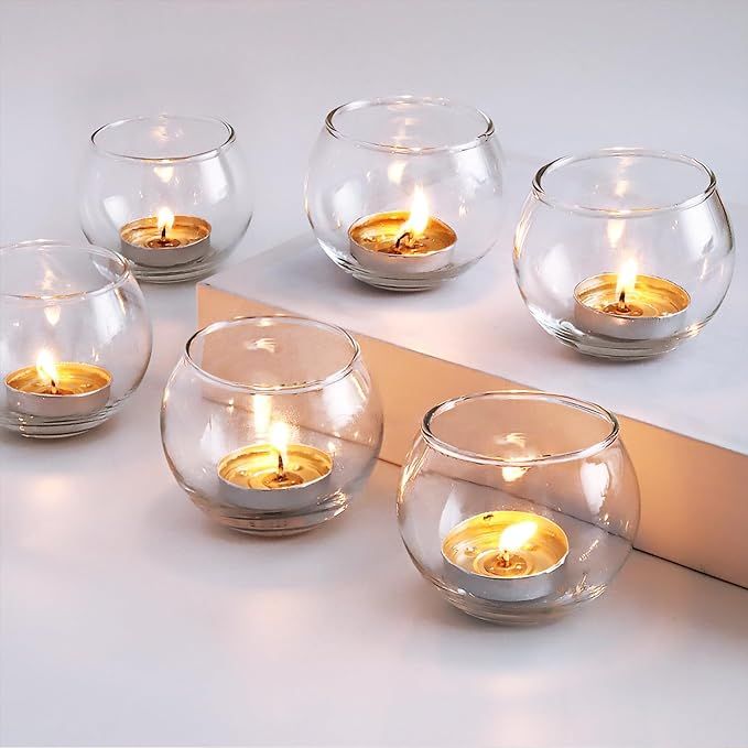 24pcs Clear Votive Candle Holders for Tealight, Mercury Glass Votives Set for Wedding Party Cente... | Amazon (US)