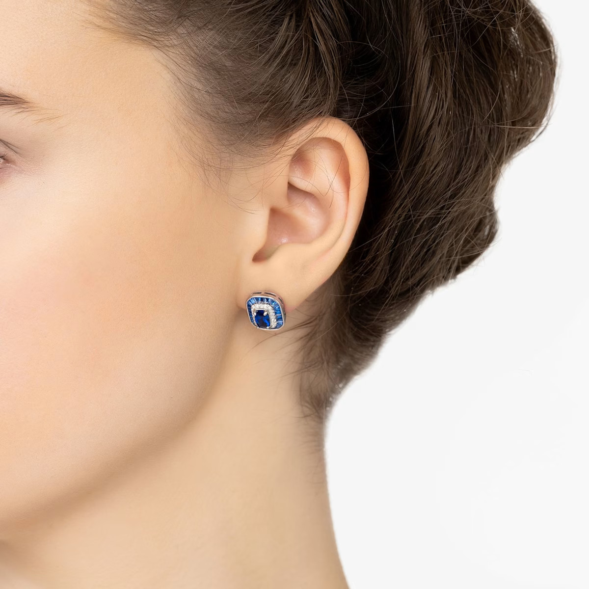 Great Gatsby Stud Earrings Sapphire Silver | Wolf & Badger