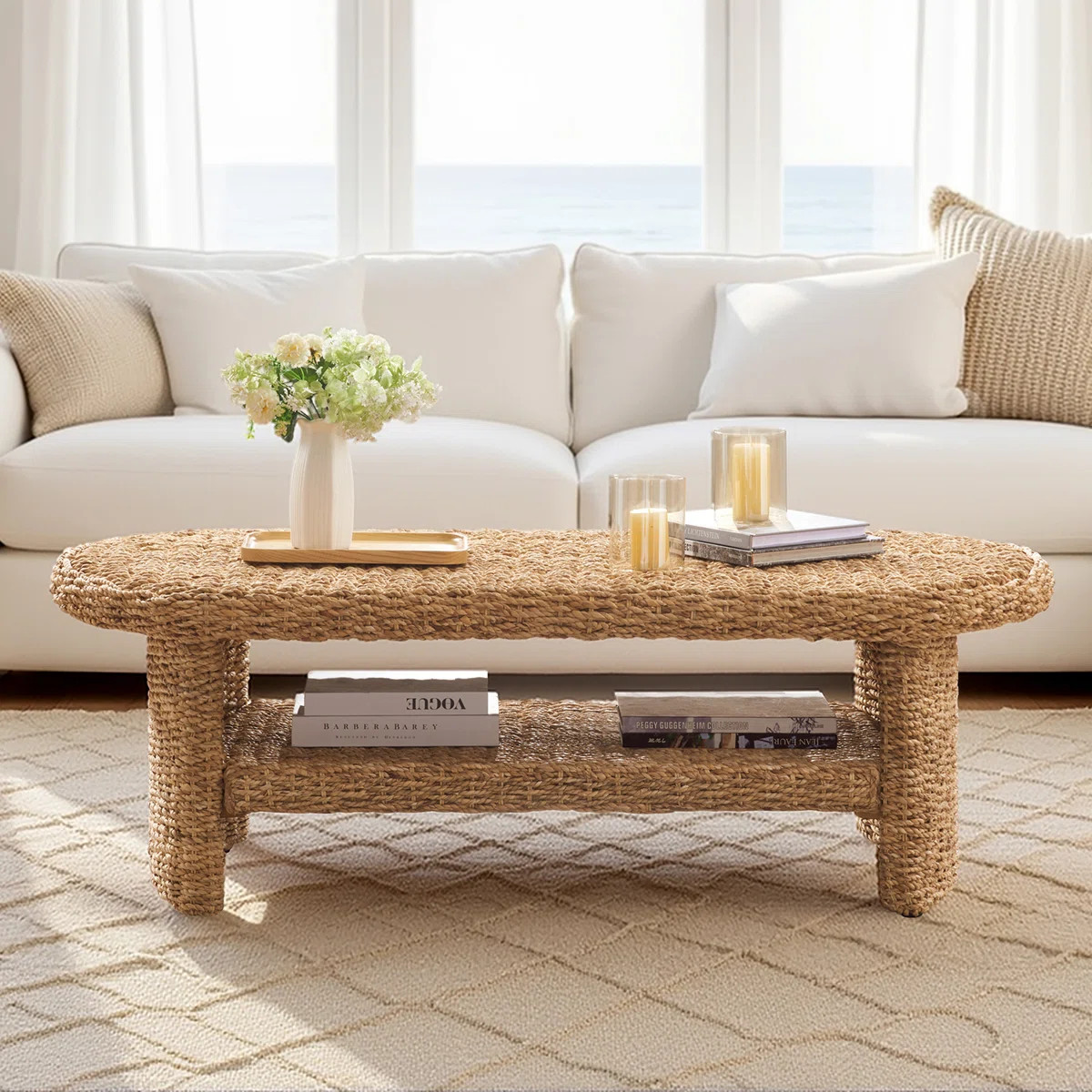 Anesty Coastal 51.75"W Simple Assembly Rectangular Woven Rattan Coffee Table | Wayfair North America